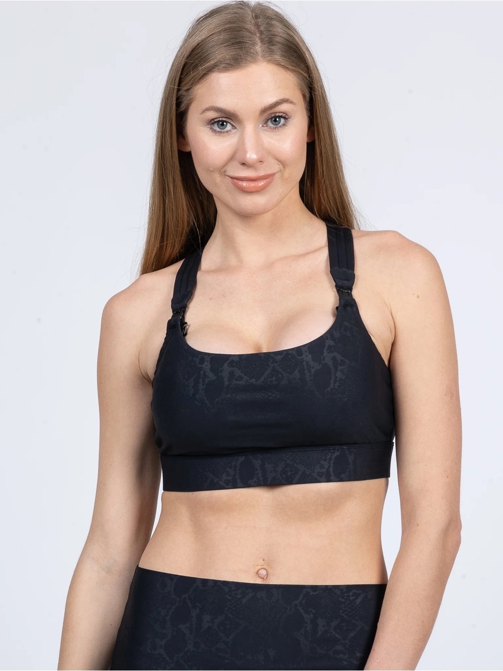 Sweat & Milk Chloe 4 Running Nursing & Pumping Black Sports Bra In Snake Noir